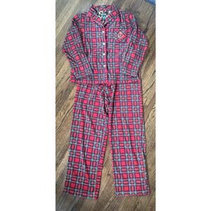 Lauren Ralph Lauren Women's Red Green Tartan Fleece Pajama Set - Medium